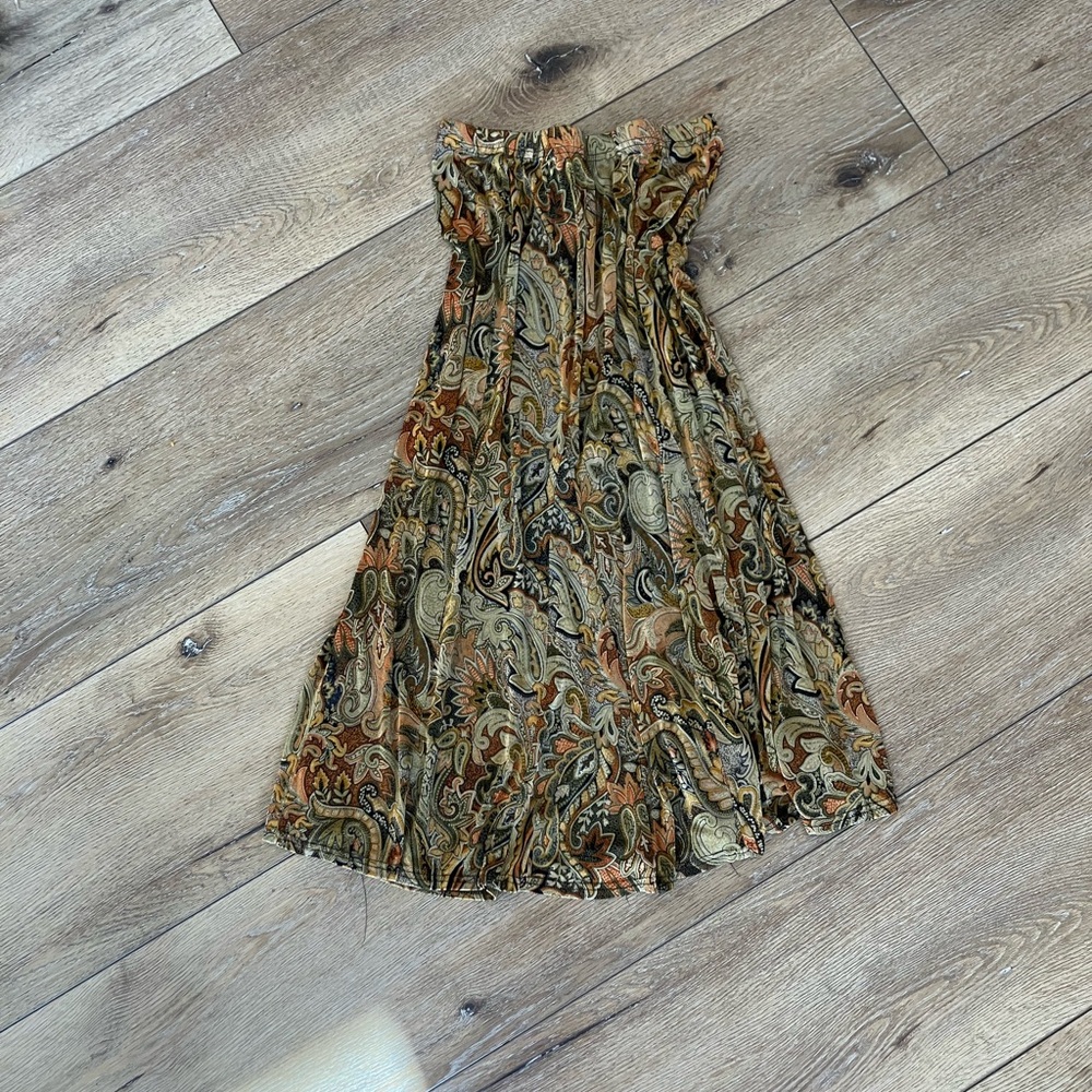 Vintage Bohemian Paisley Midi Skirt